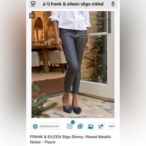 FRANK & EILEEN Sligo Skinny-Waxed Metallic
Nickel NWT Sz 30